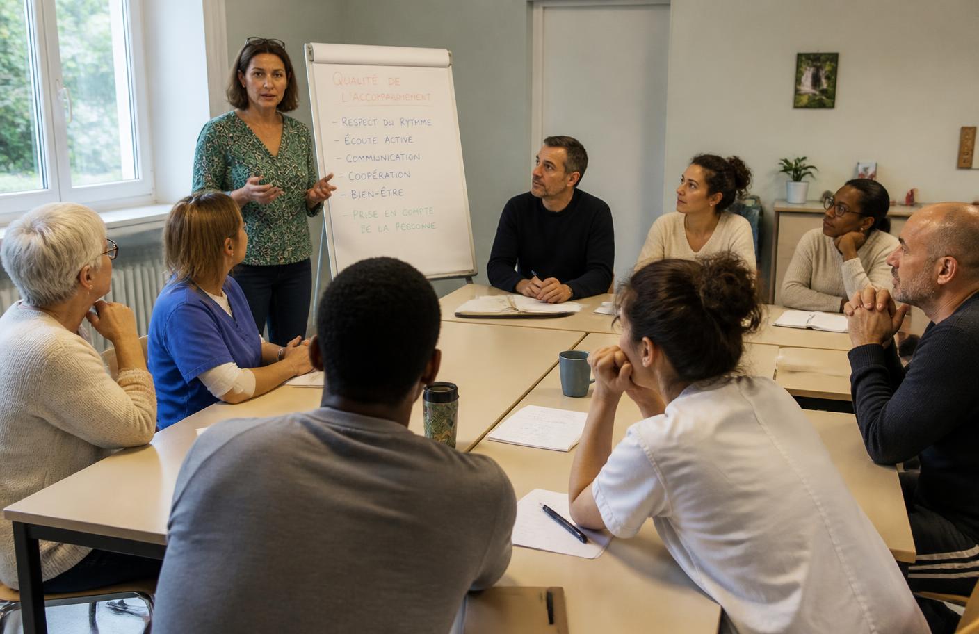 Équipe soignante en formation dans son établissement